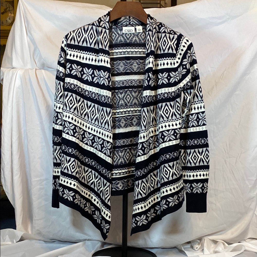 Cato Black and White Patterned Cardigan